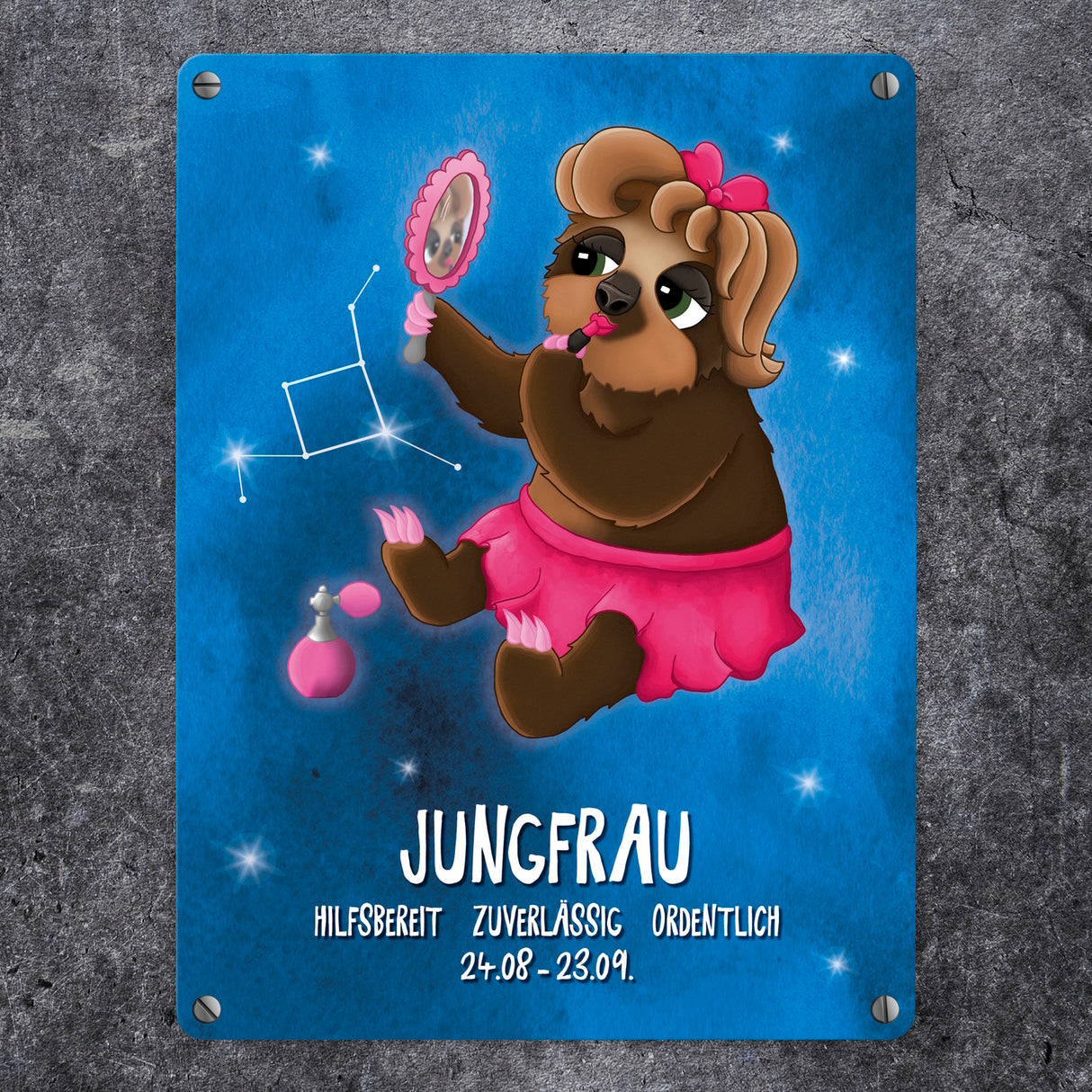 Faultier Sternzeichen Jungfrau Metallschild