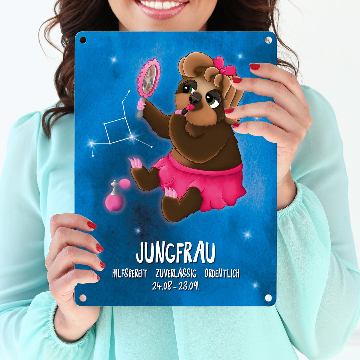 Faultier Sternzeichen Jungfrau Metallschild