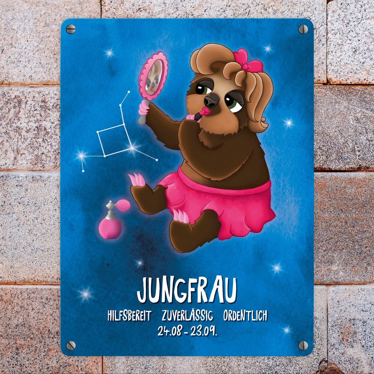 Faultier Sternzeichen Jungfrau Metallschild