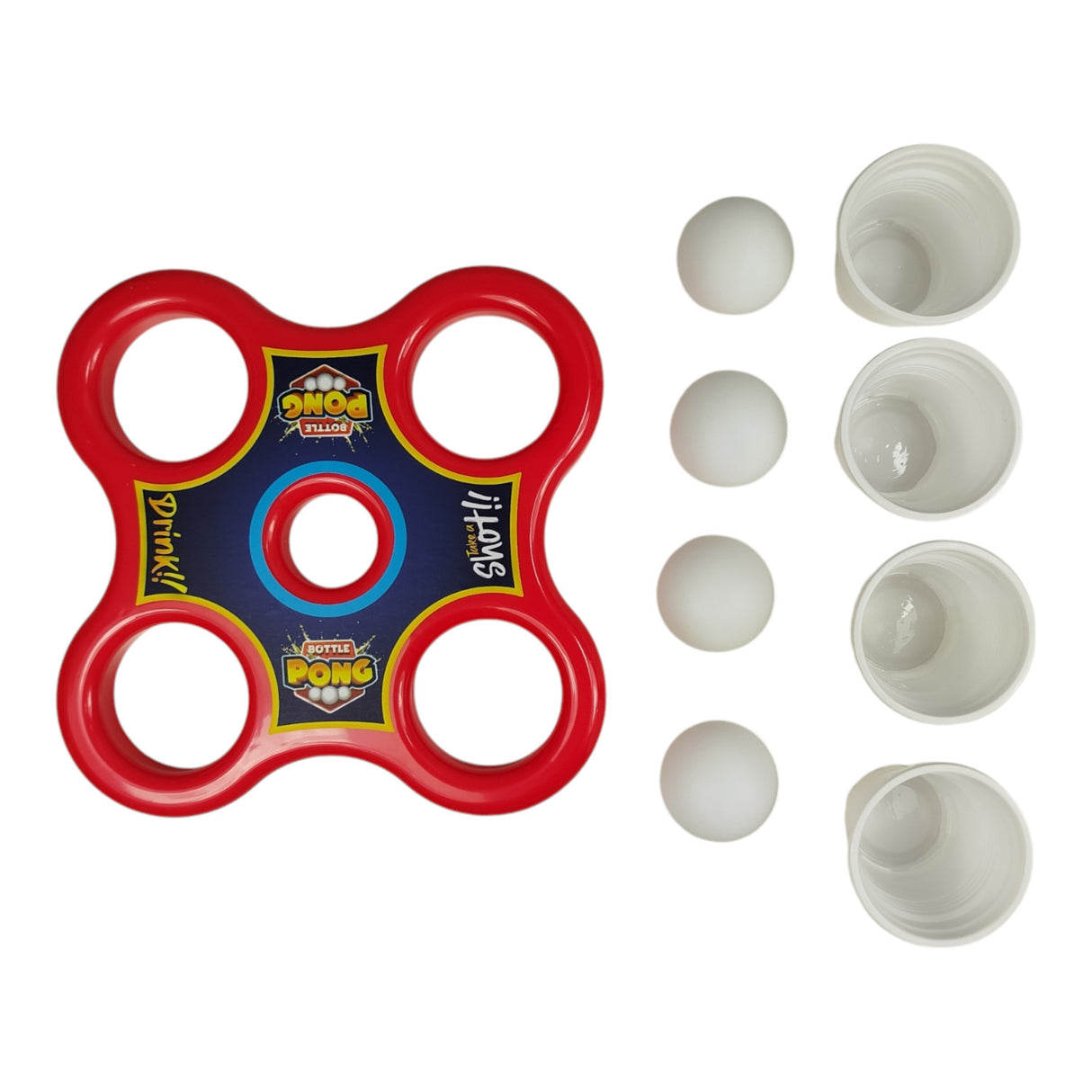 Shot Pong Trinkspiel - Pong Hero Partyspiel mit 4 Bechern