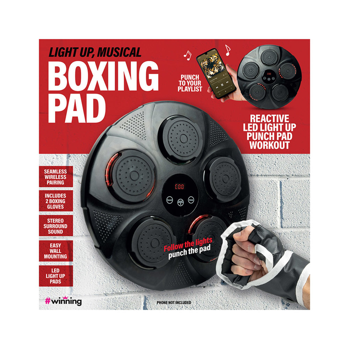 LED Boxtrainer mit Musiksynchronisation und Boxhandschuhen