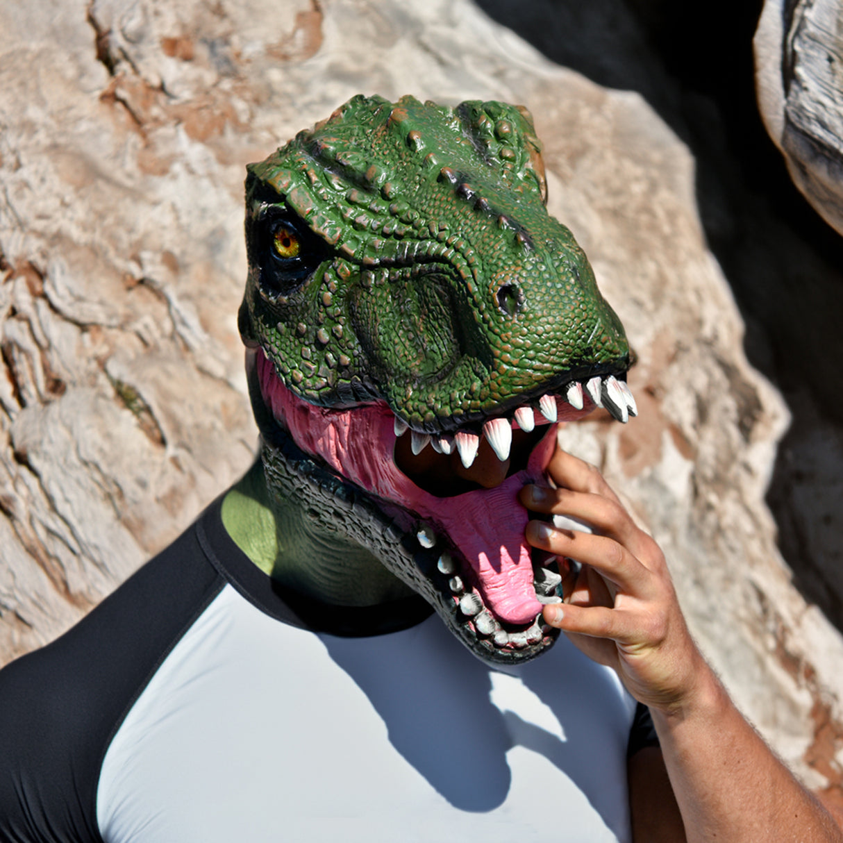 Dinosaurier Maske aus Latex Gummi - T-Rex Gesichtsmaske für Karneval & Fasching