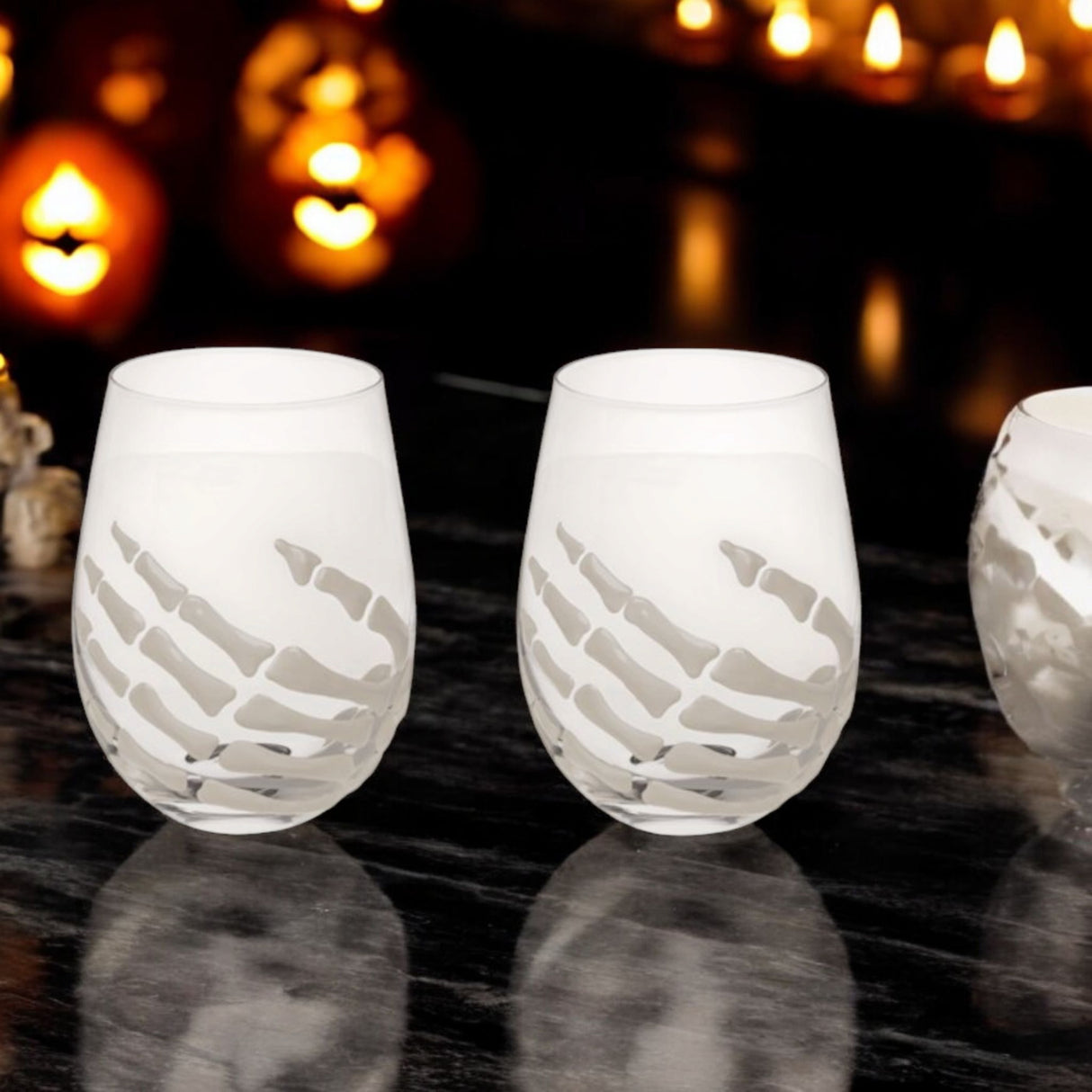 Skelett-Hand Trinkglas im 2er Set Halloween Deko