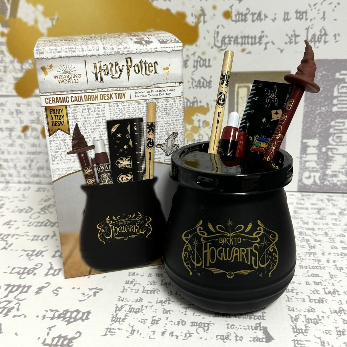 Harry Potter Kessel Stiftehalter mit 3 Stiften und Lineal