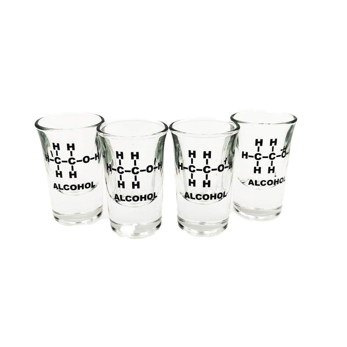 Alkohol Strukturformel Ethanol Schnapsglas im 4er Set