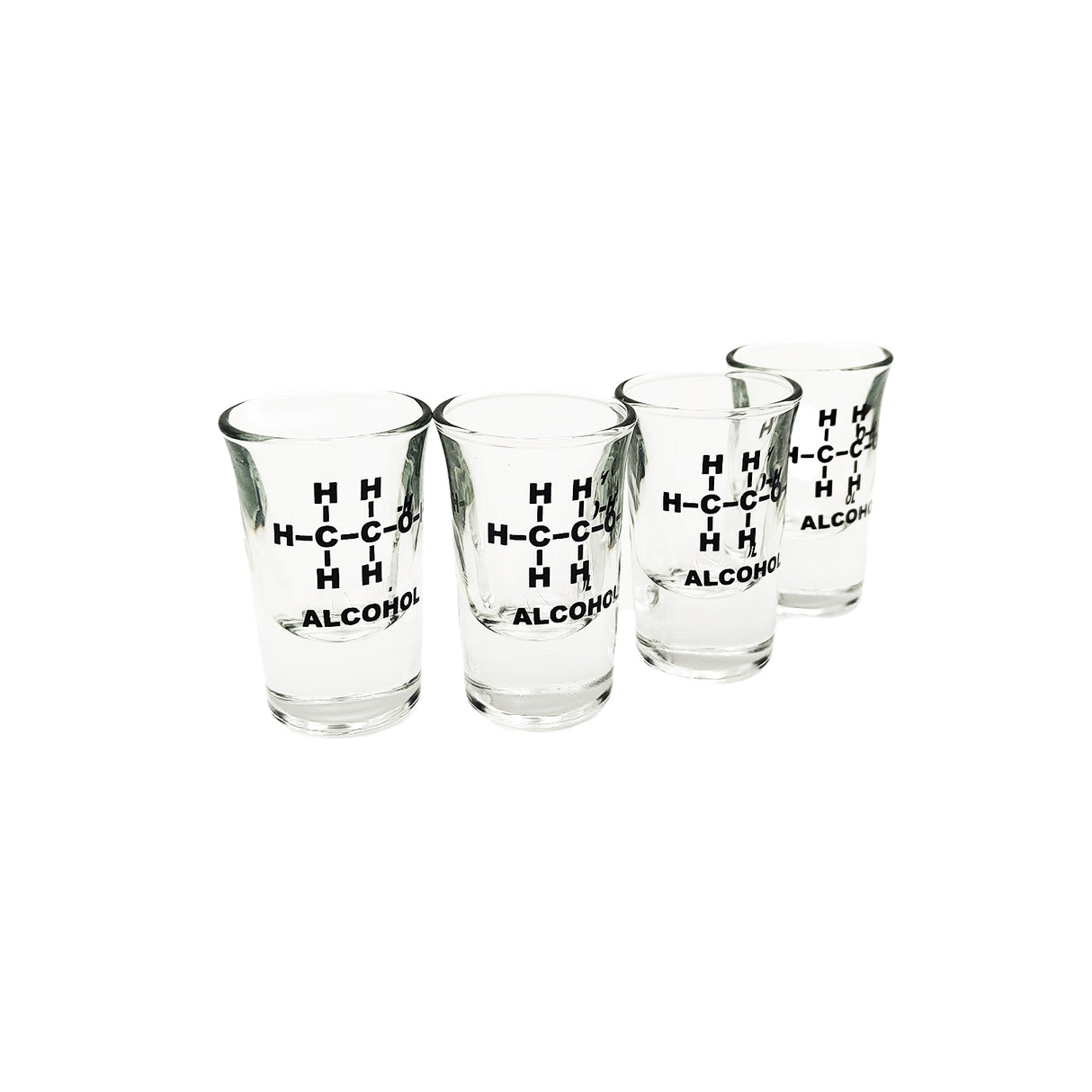 Alkohol Strukturformel Ethanol Schnapsglas im 4er Set