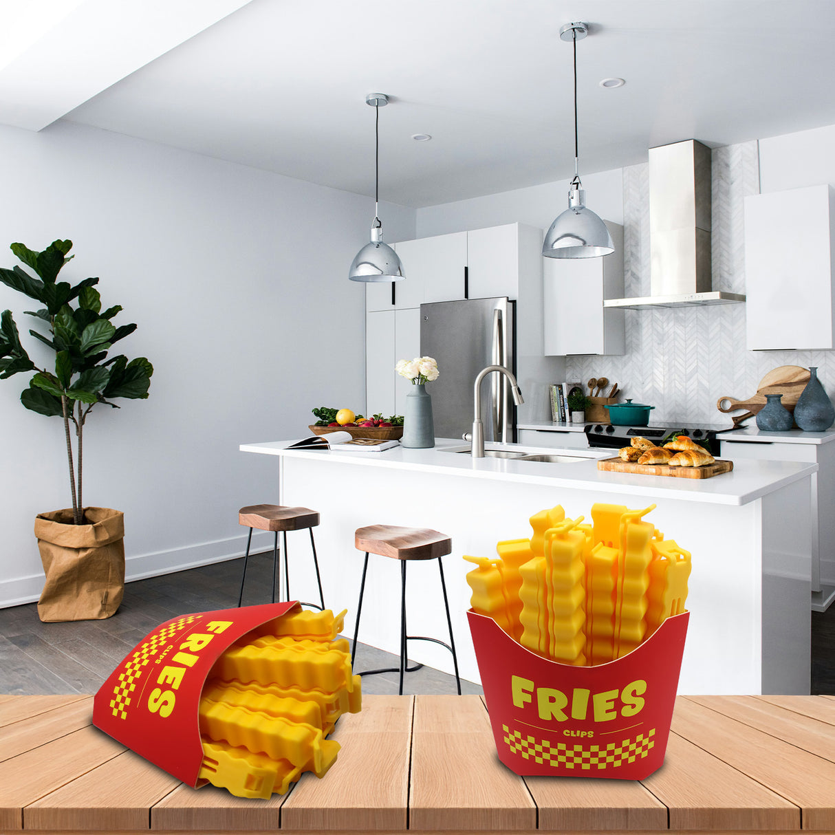 Pommes frites Verschlussclip Fast Food Tütenclips im 12er Set