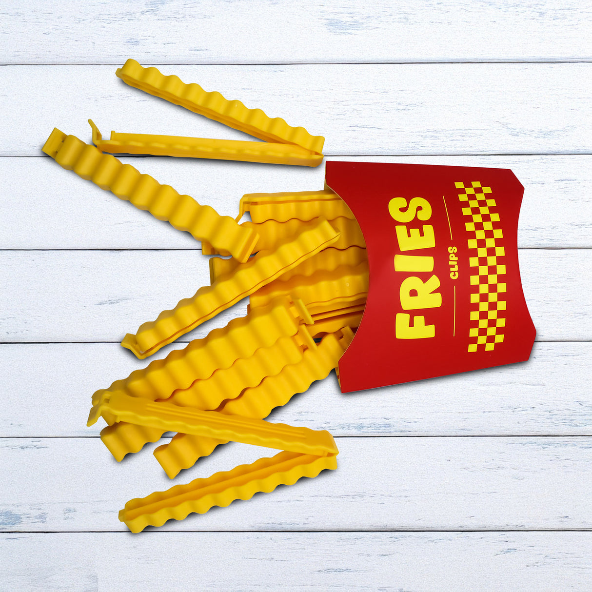 Pommes frites Verschlussclip Fast Food Tütenclips im 12er Set