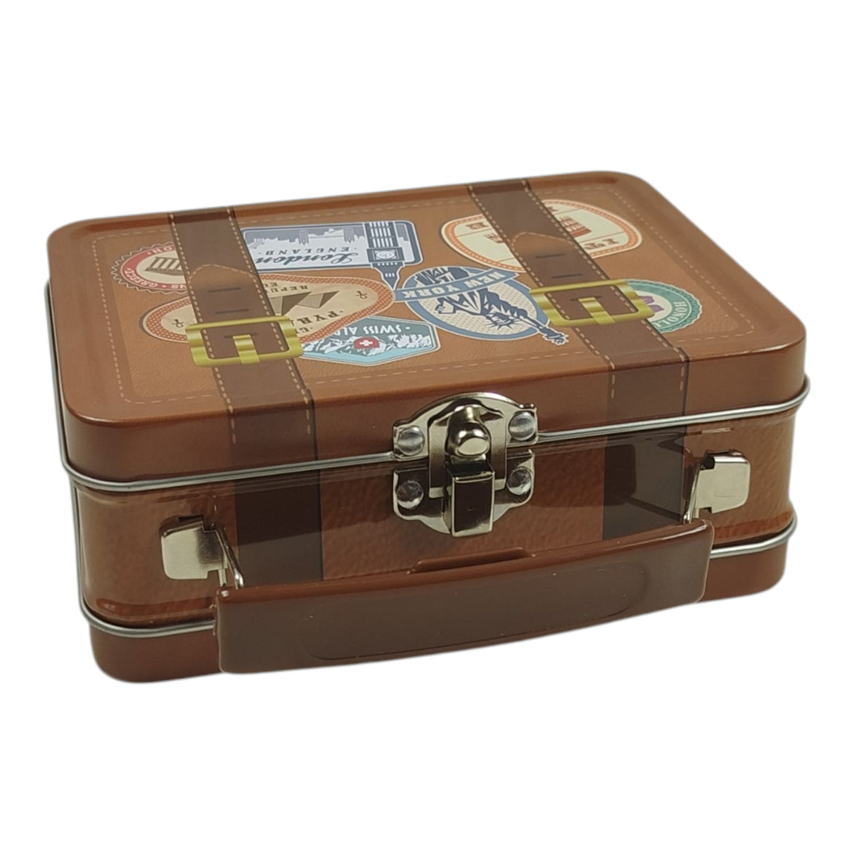 Reisekoffer Metalldose mit Haltegriff