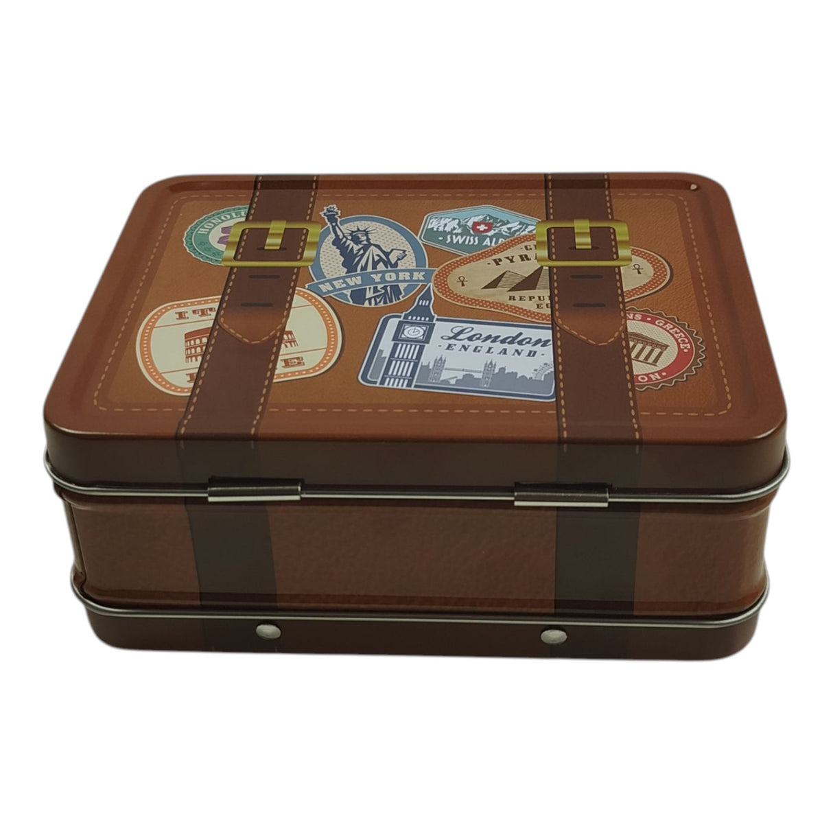 Reisekoffer Metalldose mit Haltegriff