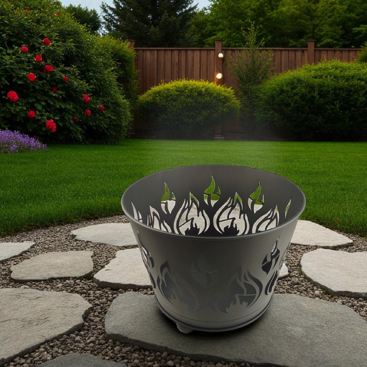 Feuerkorb mit Flammenmotiv - Lagerfeuer Feuertonne