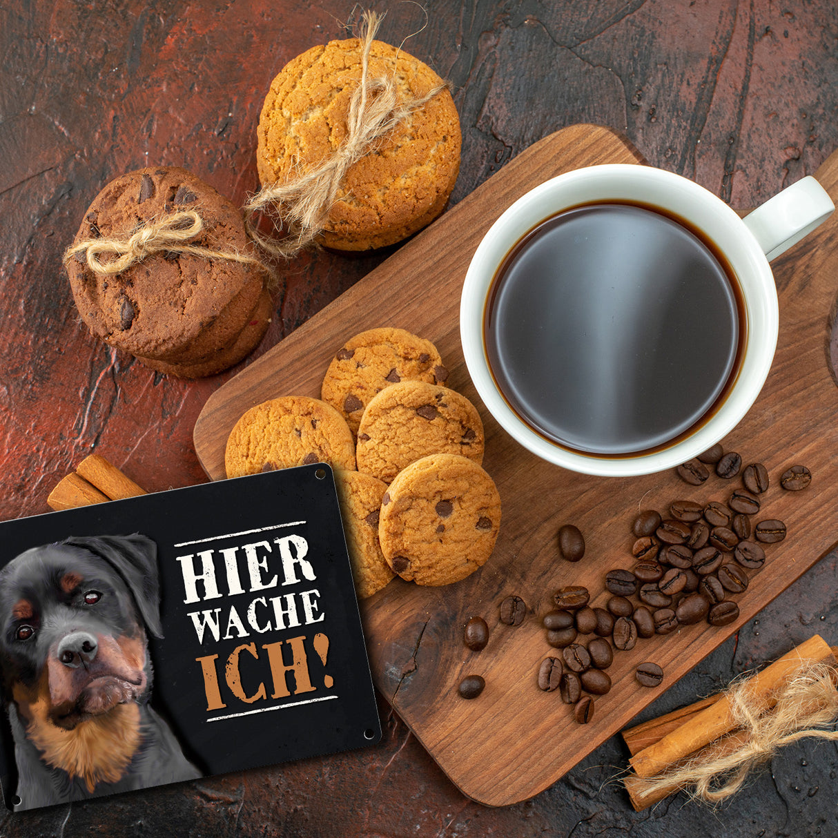 Hier wache ich! Rottweiler Metallschild