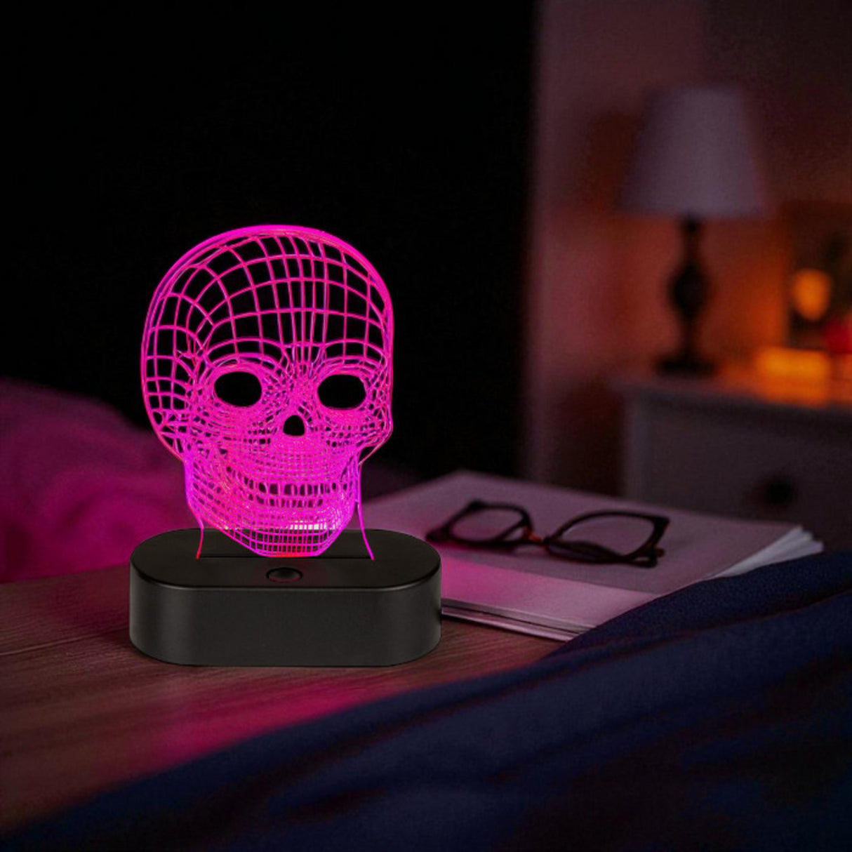 Totenkopf Dekolampe mit Farbwechsel und USB-Kabel