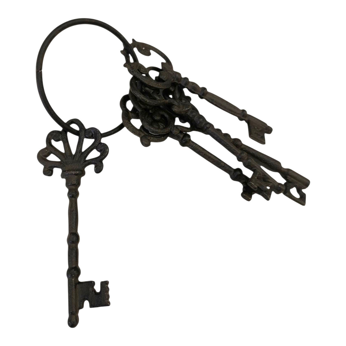 Vintage Schlüsselbund Dekoartikel aus Gusseisen mit 5 Schlüsseln