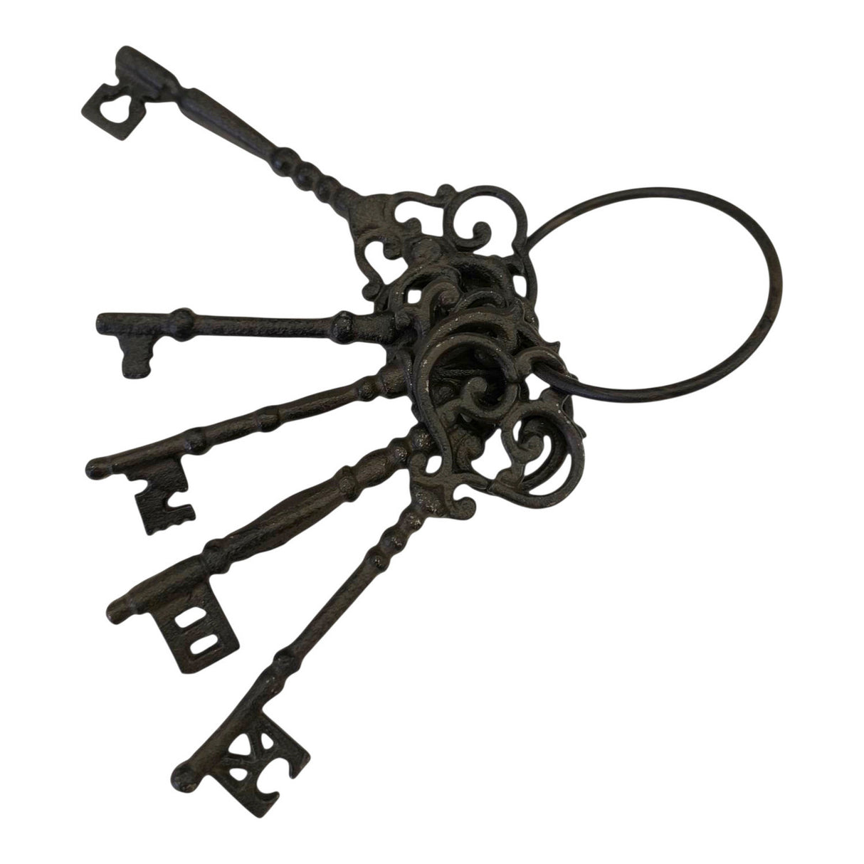 Vintage Schlüsselbund Dekoartikel aus Gusseisen mit 5 Schlüsseln