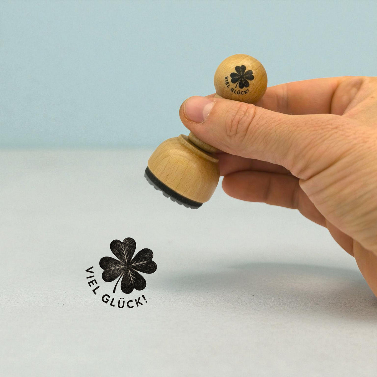 Kleeblatt Viel Glück! Holzstempel