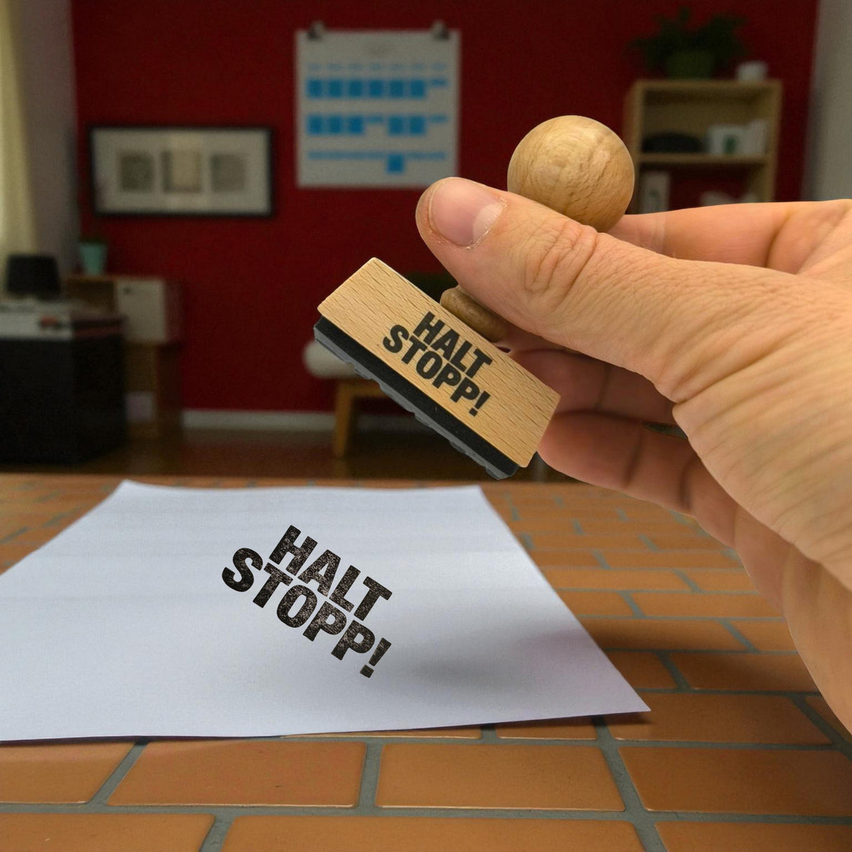 Halt Stopp! Holzstempel