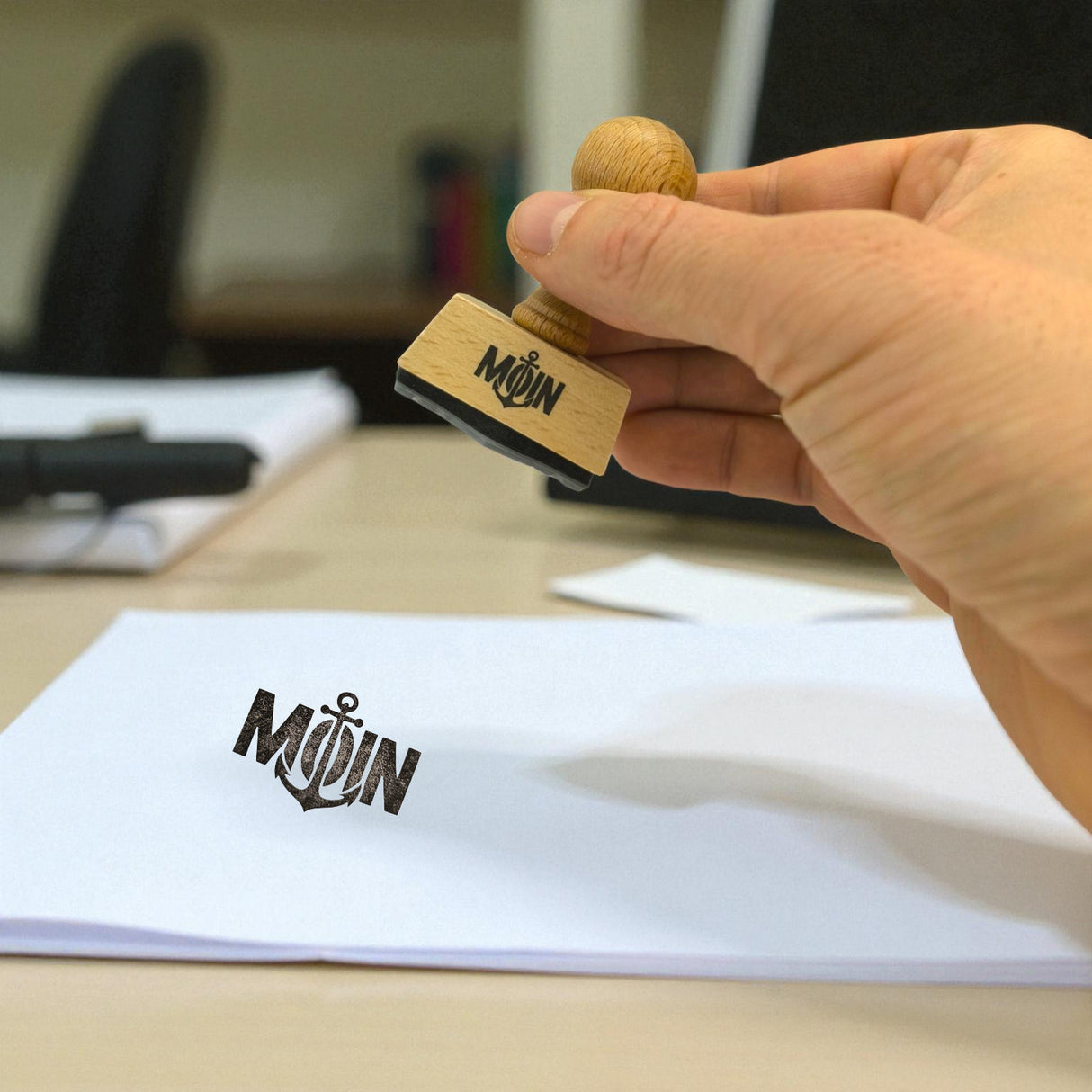 Moin Holzstempel mit Anker