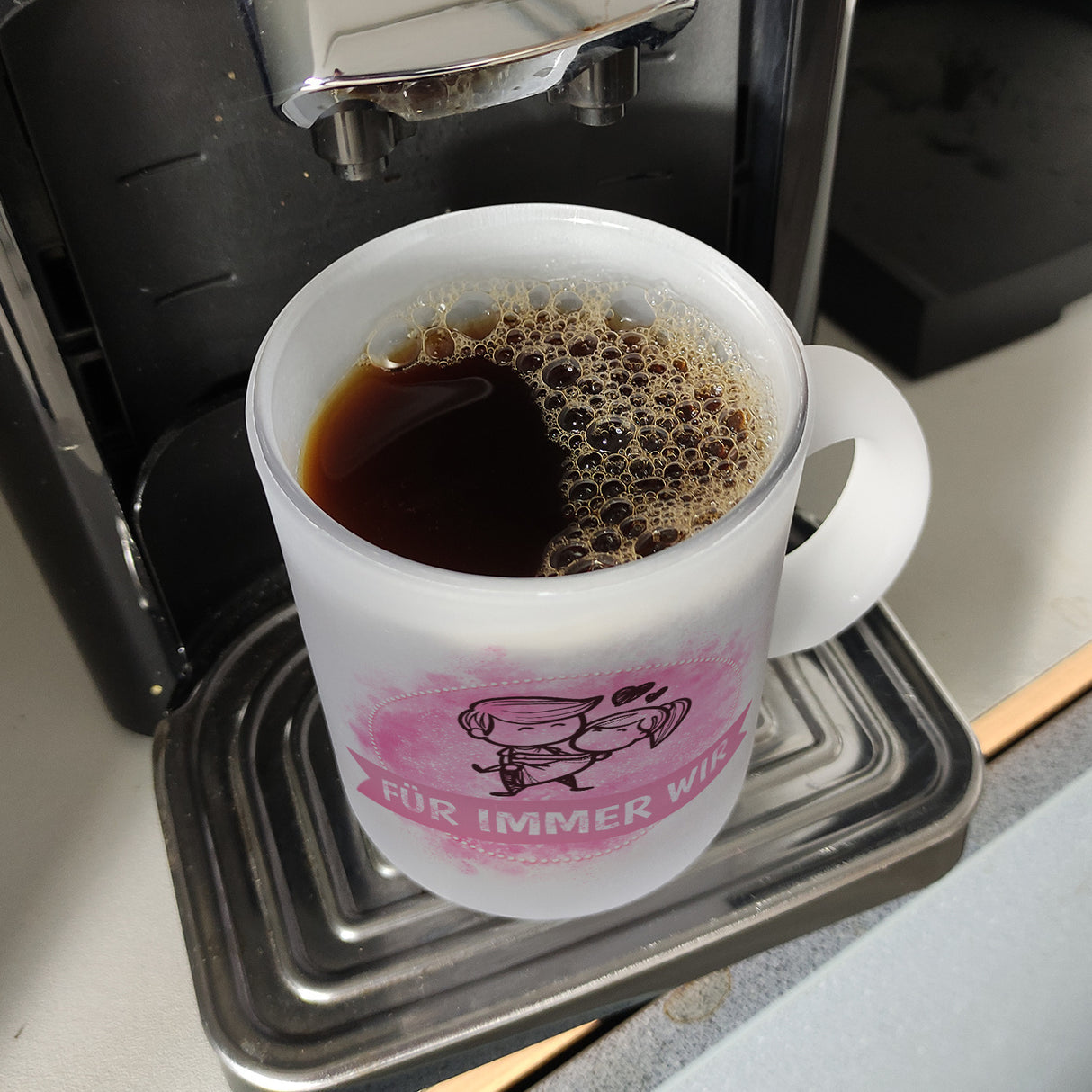 Kaffeebecher mit Spruch: Für immer wir