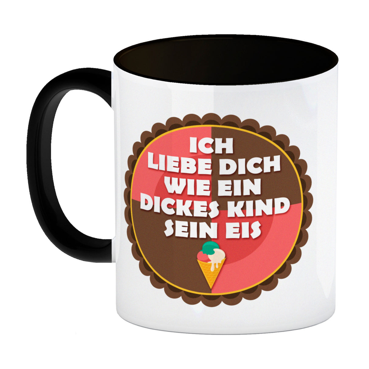 Kaffeebecher mit Spruch: Ich liebe dich wie ein dickes ...