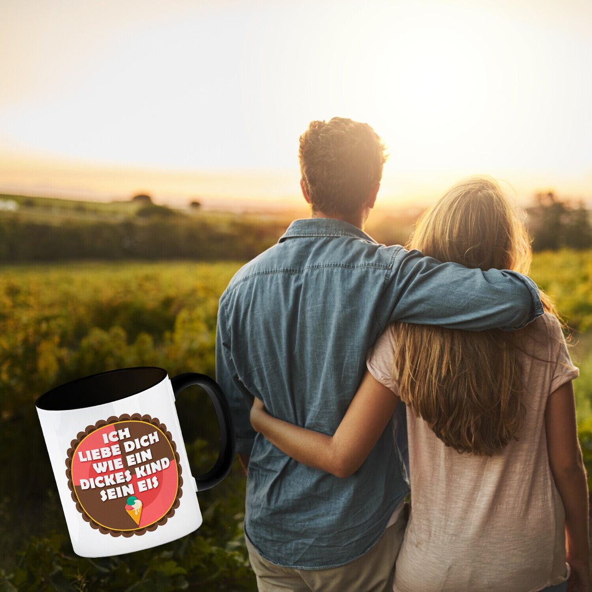 Kaffeebecher mit Spruch: Ich liebe dich wie ein dickes ...