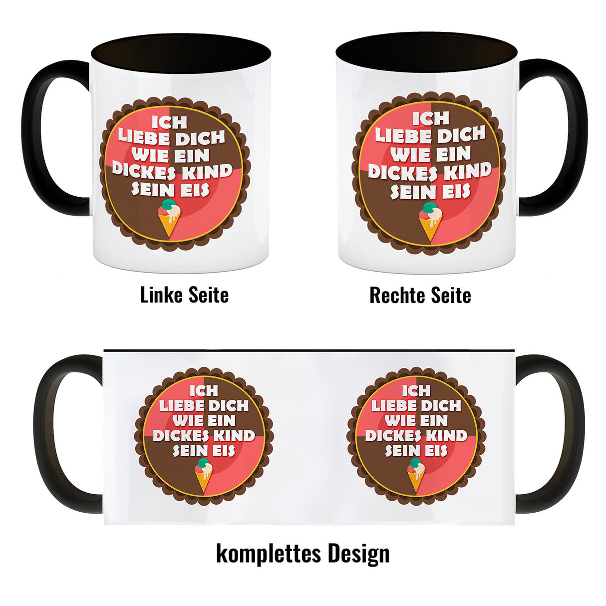 Kaffeebecher mit Spruch: Ich liebe dich wie ein dickes ...