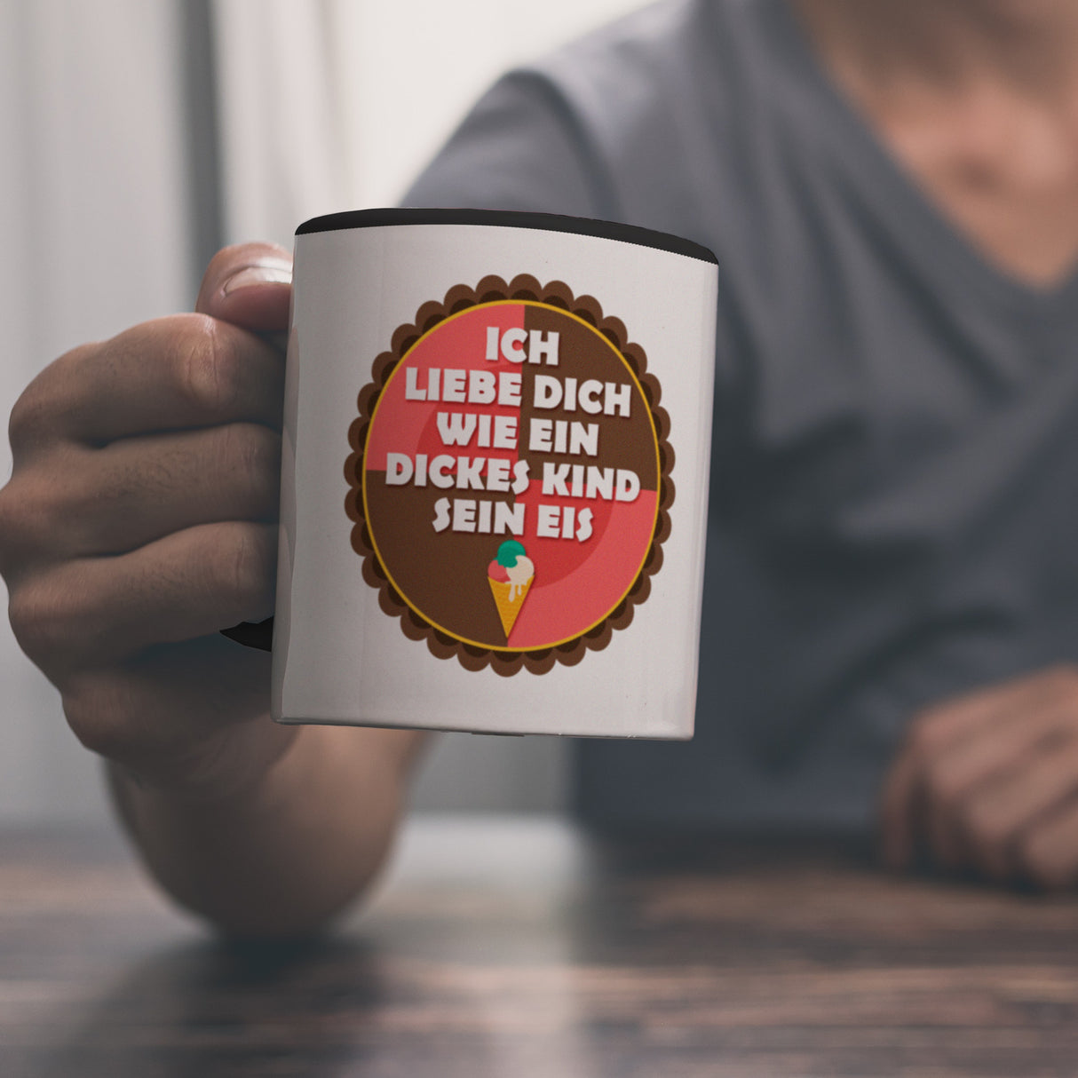 Kaffeebecher mit Spruch: Ich liebe dich wie ein dickes ...