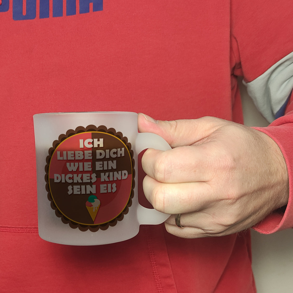 Kaffeebecher mit Spruch: Ich liebe dich wie ein dickes ...