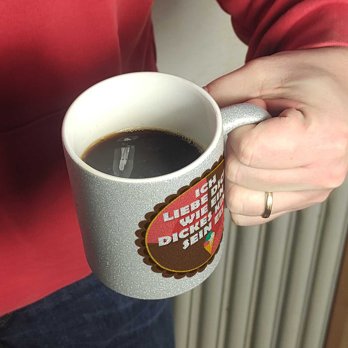 Kaffeebecher mit Spruch: Ich liebe dich wie ein dickes ...