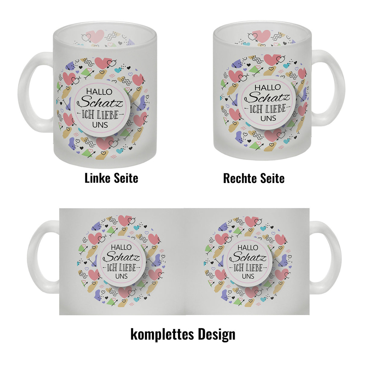 Kaffeebecher mit Spruch: Hallo Schatz ich liebe uns