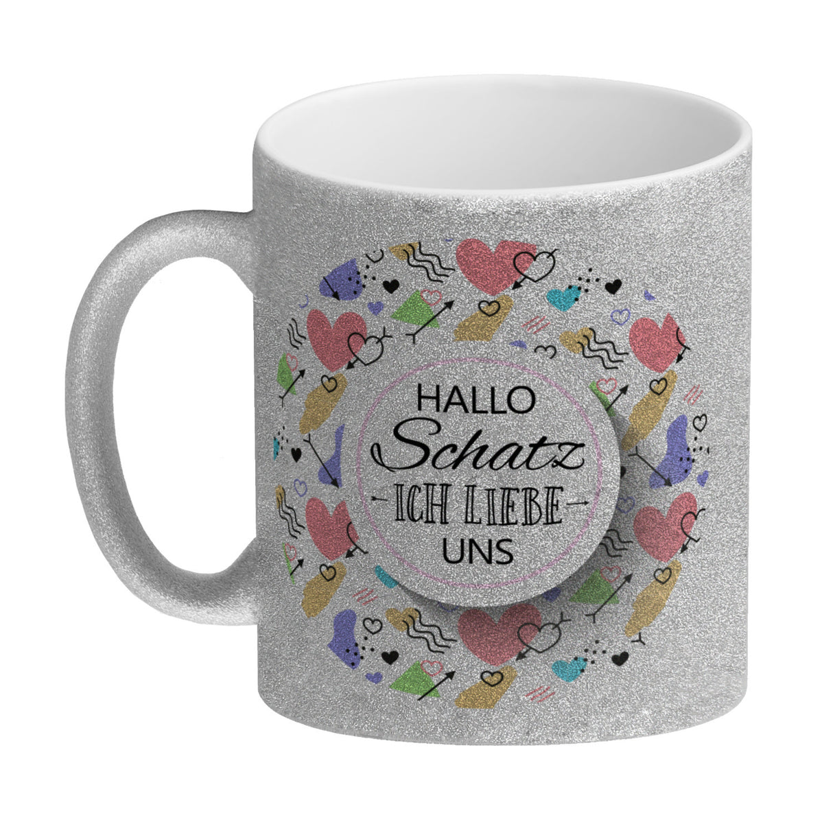 Kaffeebecher mit Spruch: Hallo Schatz ich liebe uns