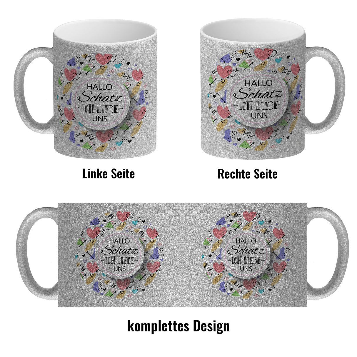 Kaffeebecher mit Spruch: Hallo Schatz ich liebe uns