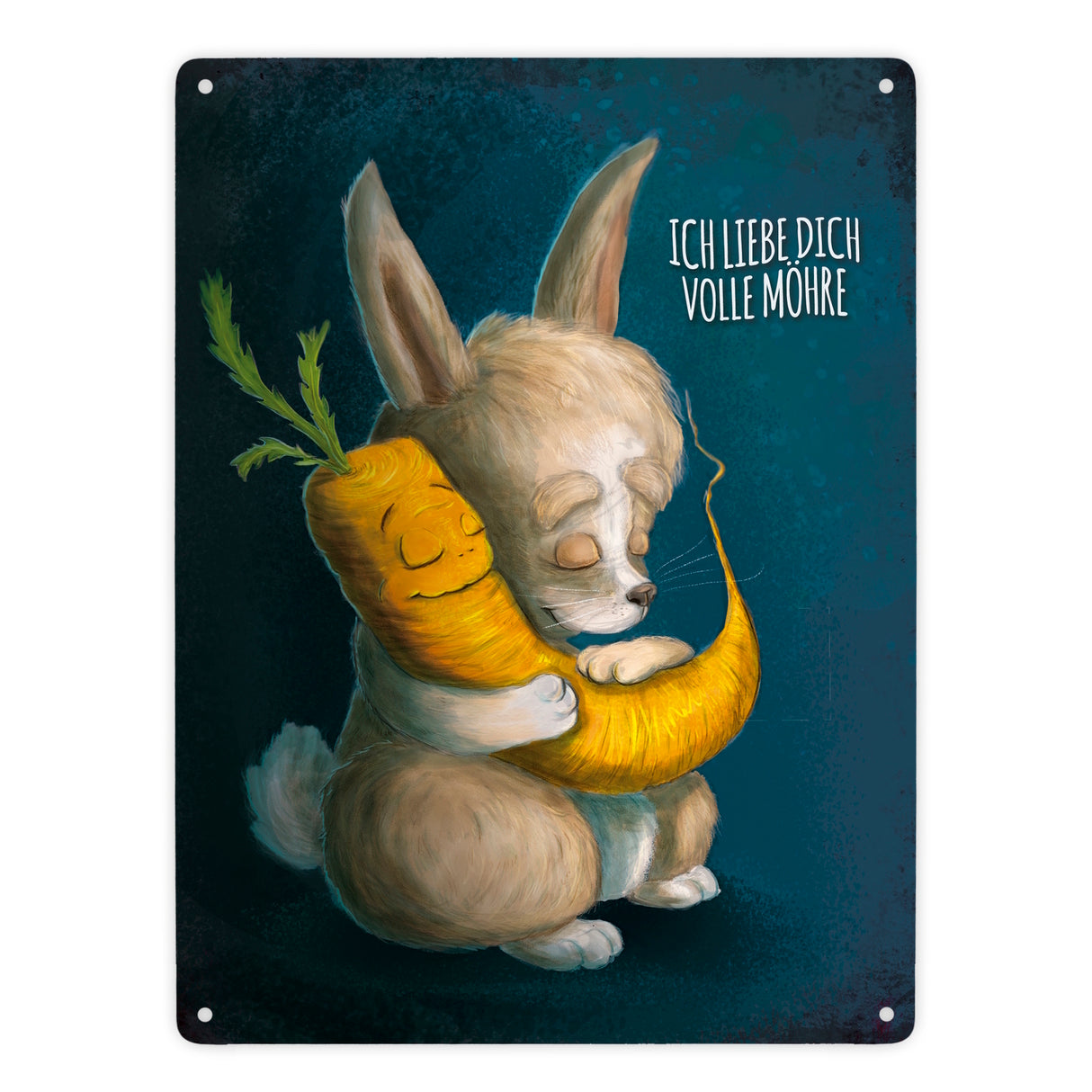 Metallschild mit Spruch: Ich liebe dich volle Möhre