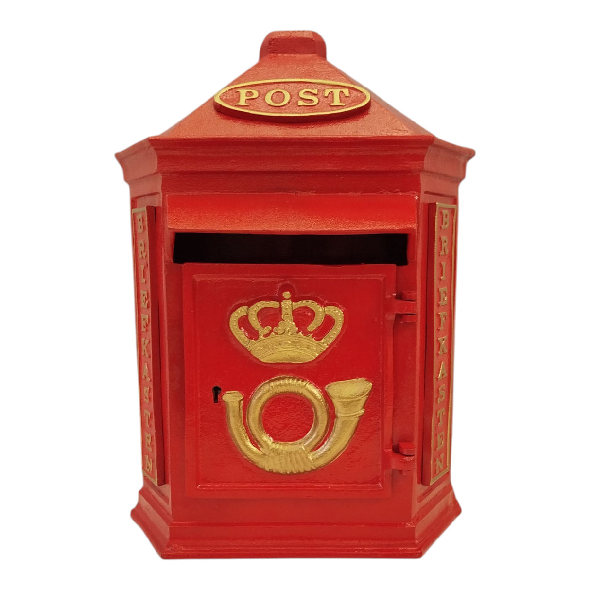 Retro Post Box Briefkasten aus Metall in rot