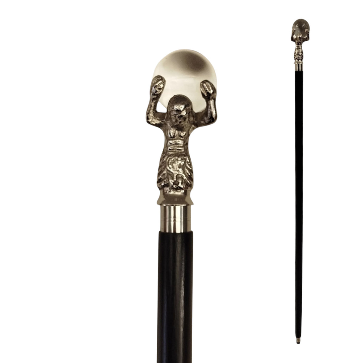 Last der Welt Spazierstock aus Holz mit silbernem Griff aus Metall