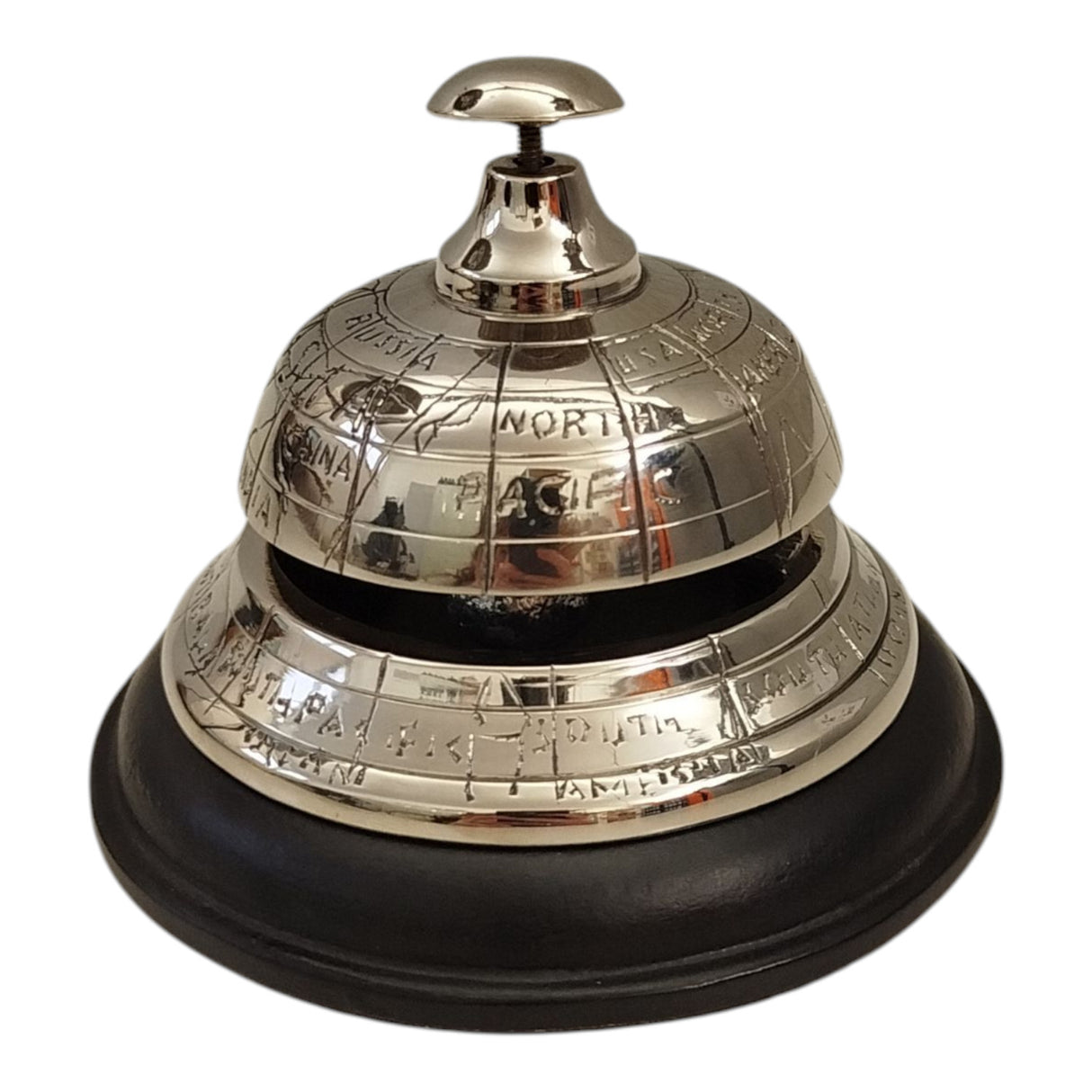 Hotel Tischklingel mit Weltkarte - Tischglocke Erdball