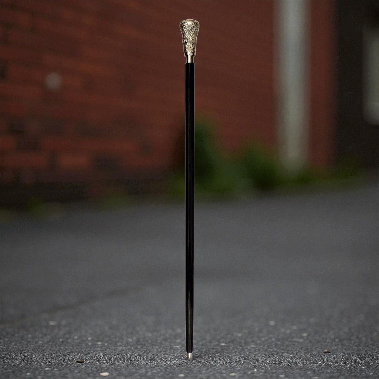 Artdeco-Stil Spazierstock aus Holz mit silbernem Griff aus Metall