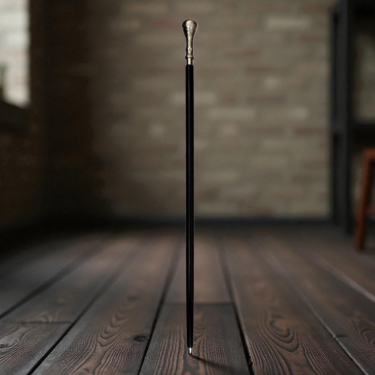 Rankenknauf Spazierstock aus Holz mit silbernem Griff aus Metall