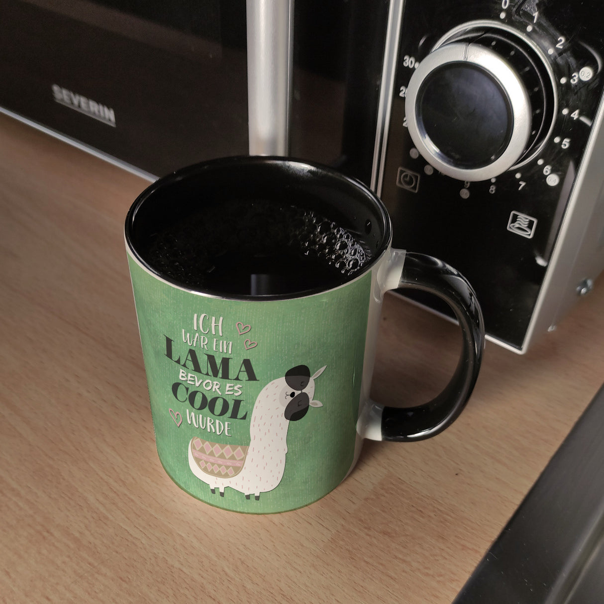 Kaffeebecher mit Spruch: Ich war ein Lama bevor es ...