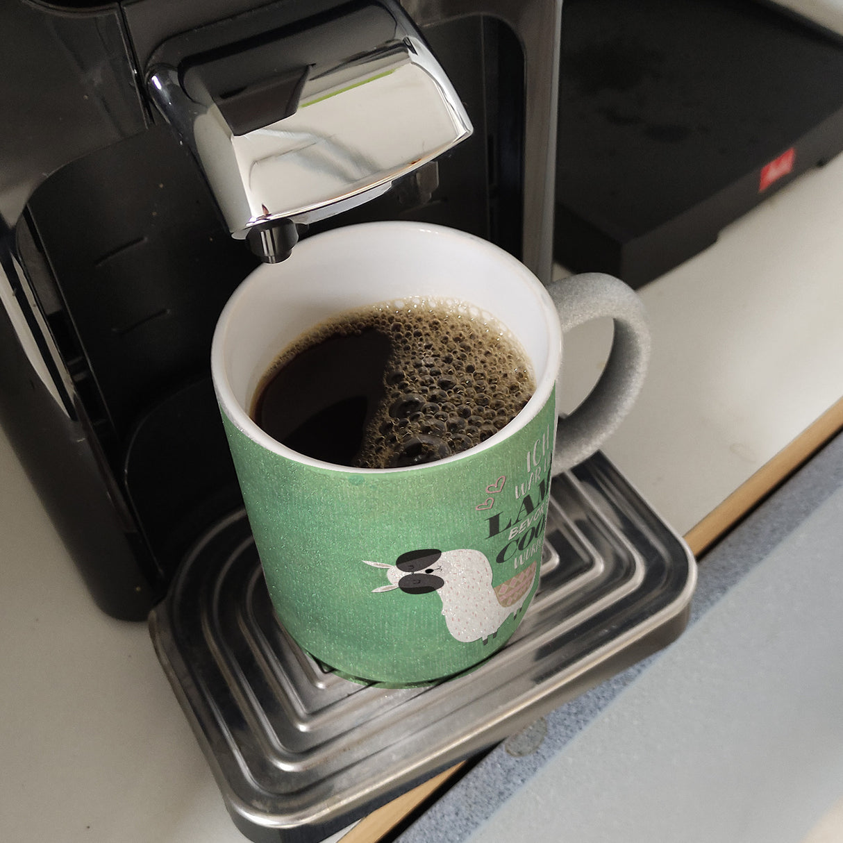 Kaffeebecher mit Spruch: Ich war ein Lama bevor es ...