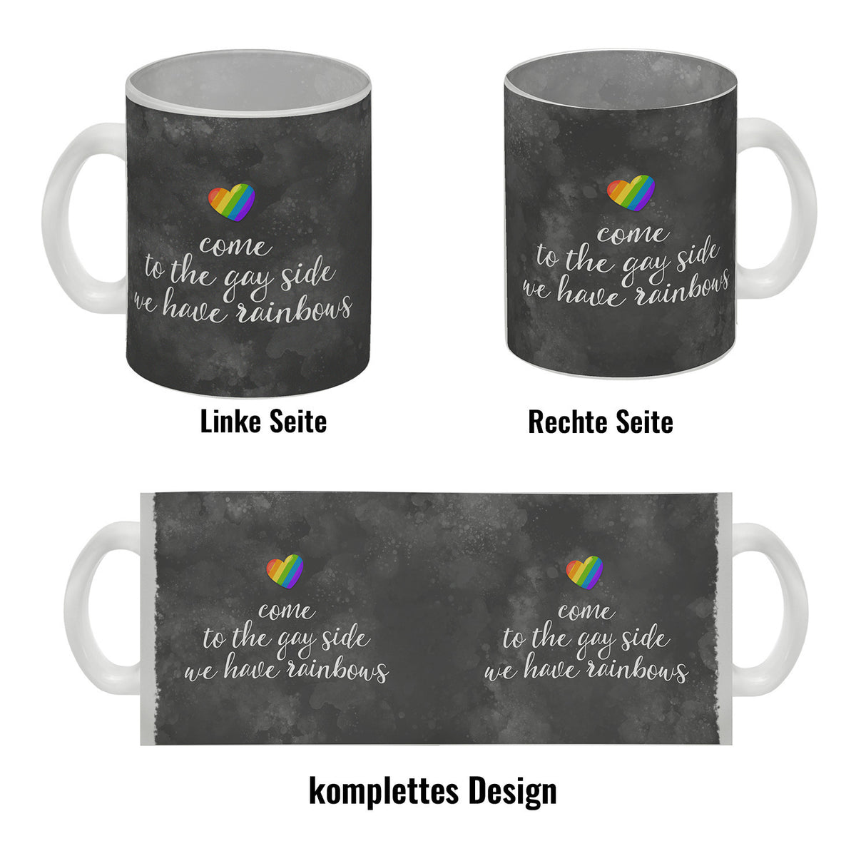 Kaffeebecher mit Spruch: Come to the gay side, we ...