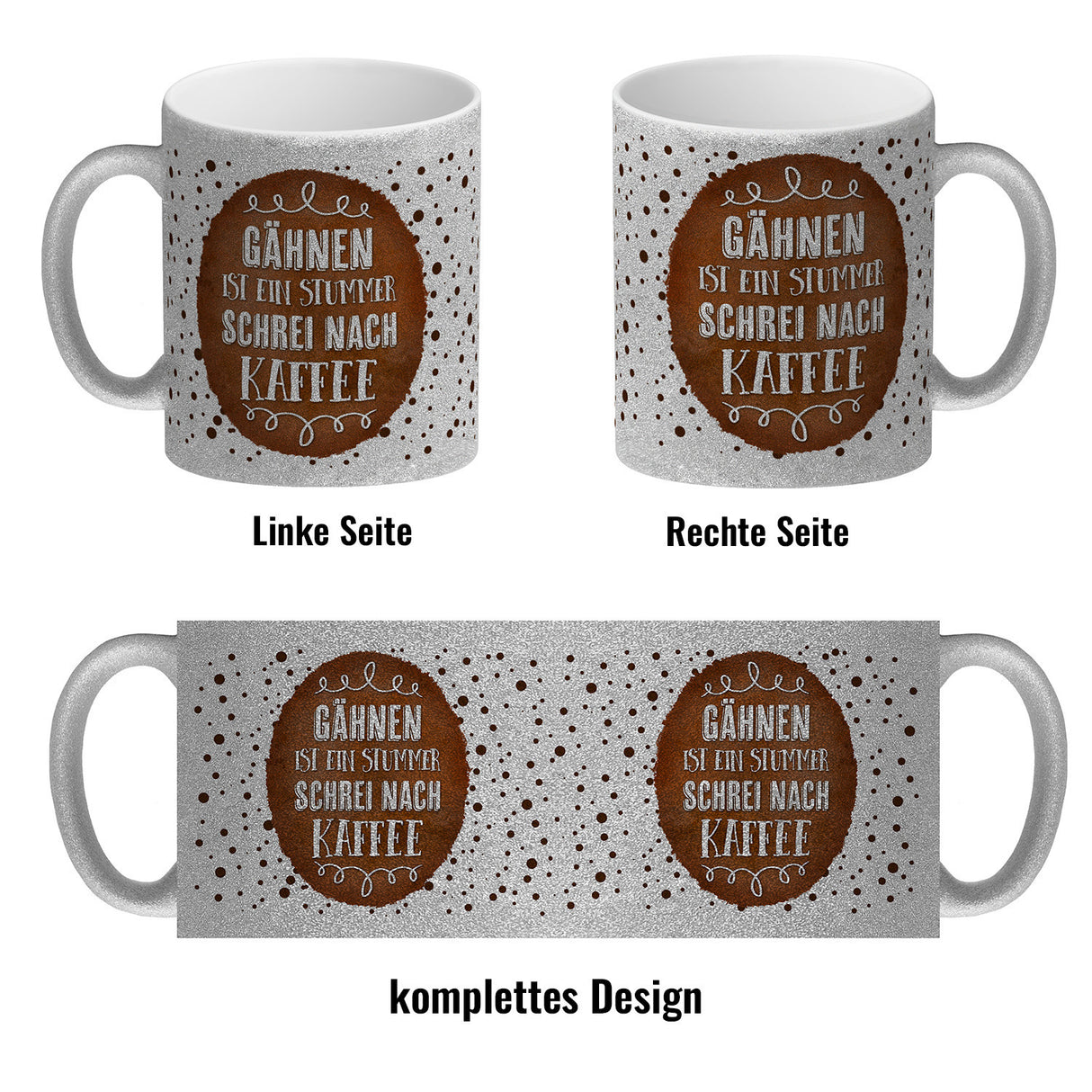 Kaffeebecher mit Spruch: Gähnen ist ein stummer Schrei nach Kaffee