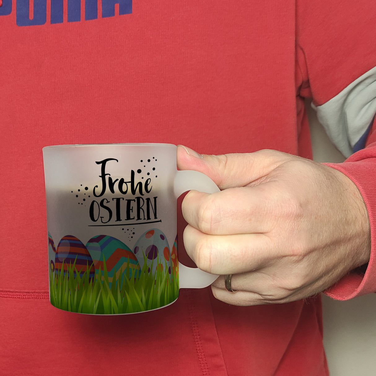 Kaffeebecher mit Spruch: Frohe Ostern