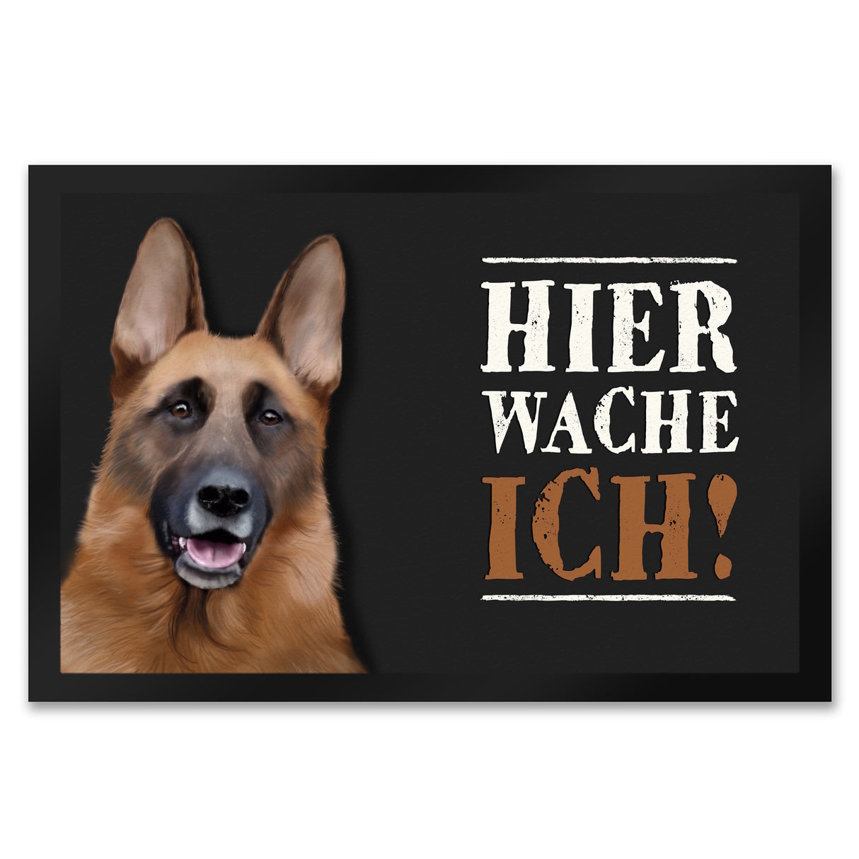 Hier wache ich! SCHÄFERHUND Fußmatte mit Schäferhund Motiv