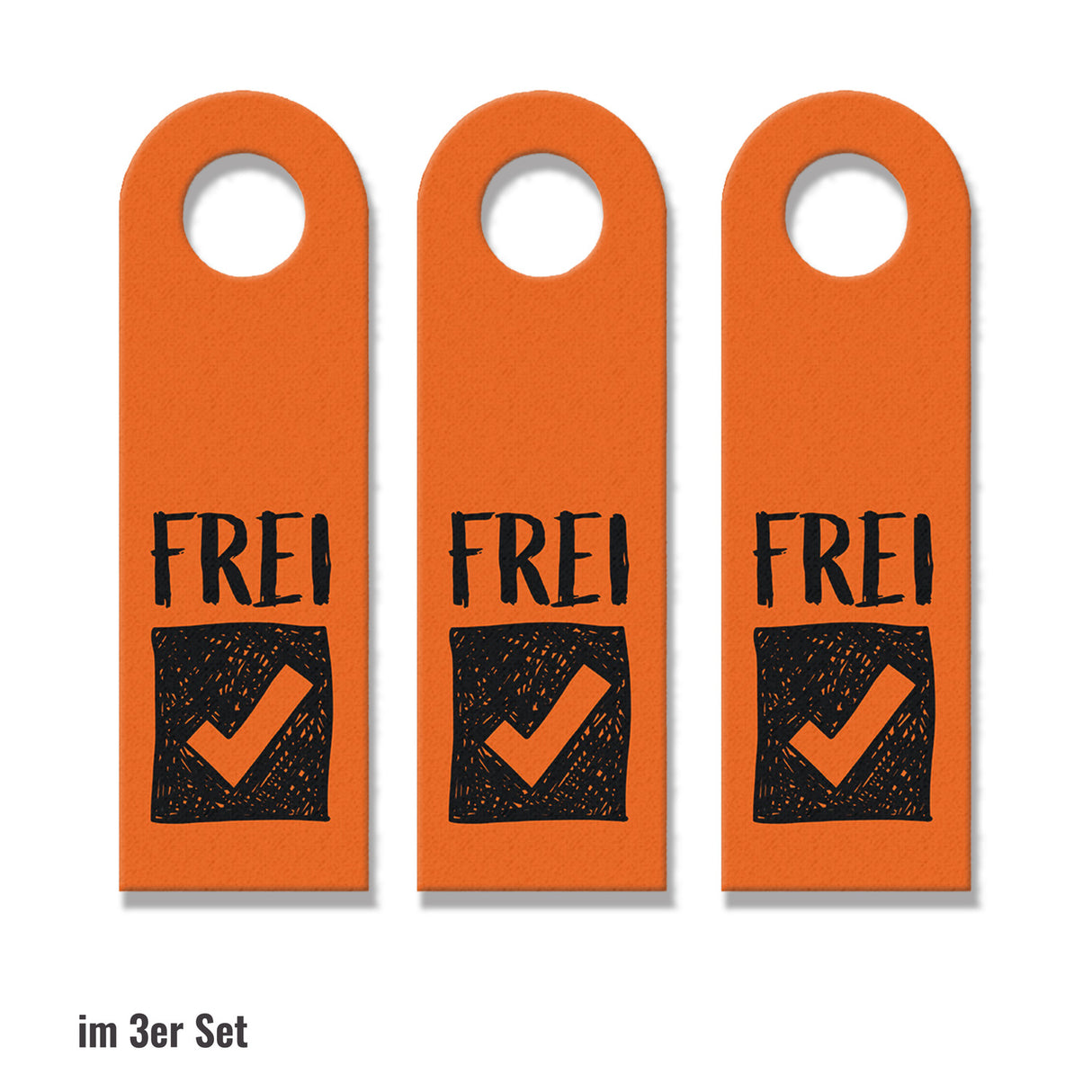 Besetzt oder Frei Türhänger in Orange mit Symbolen für die Toilettentür