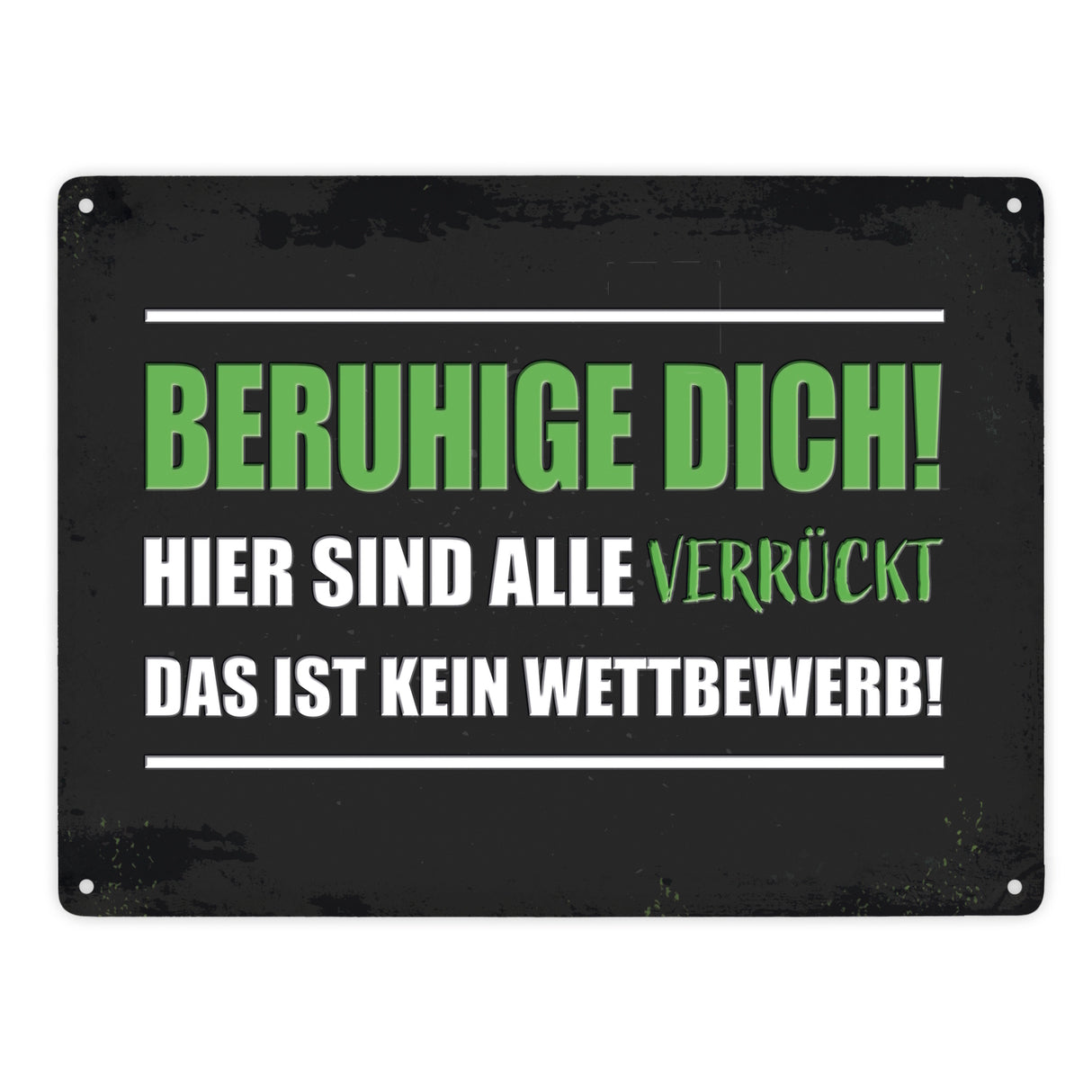 Beruhige dich! Hier sind alle verrückt… Metallschild