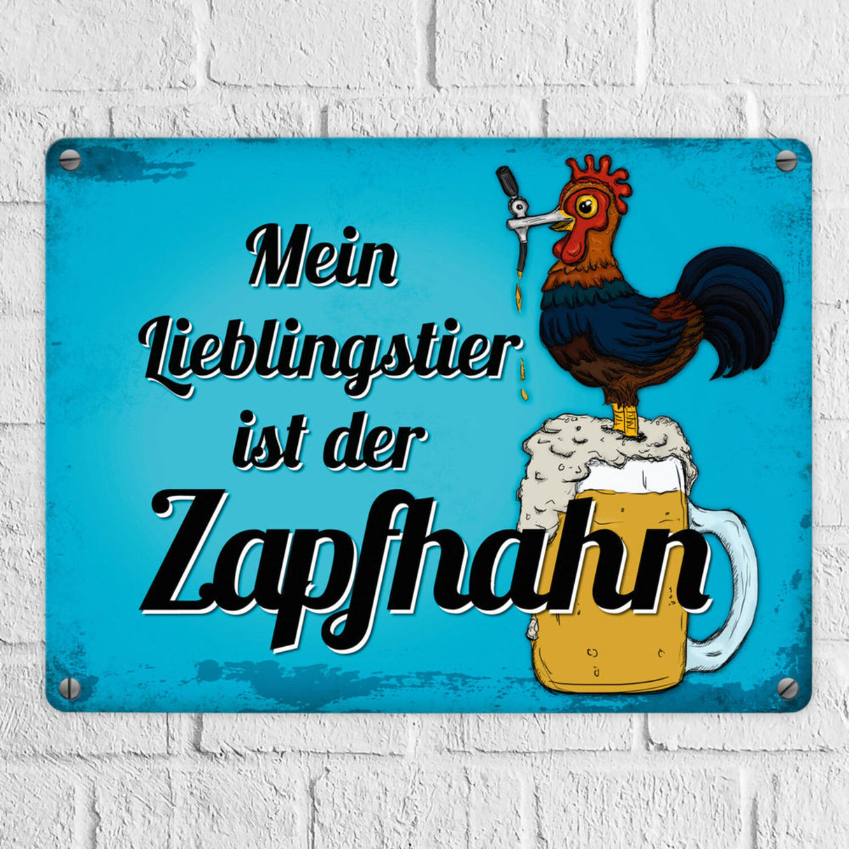 Mein Lieblingstier ist der Zapfhahn Metallschild mit Bier Motiv Bar Kneipe Hahn