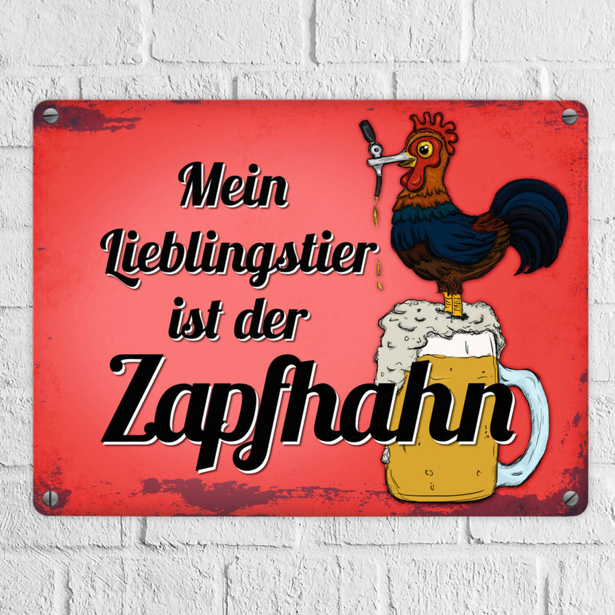 Mein Lieblingstier ist der Zapfhahn Metallschild mit Bier Motiv Bar Kneipe Hahn