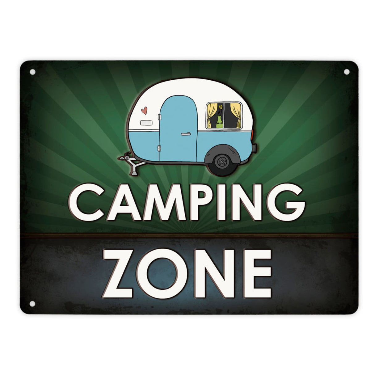 Camping Zone Metallschild mit Wohnwagen Motiv Wohnwagen Wohnmobil Urlaub