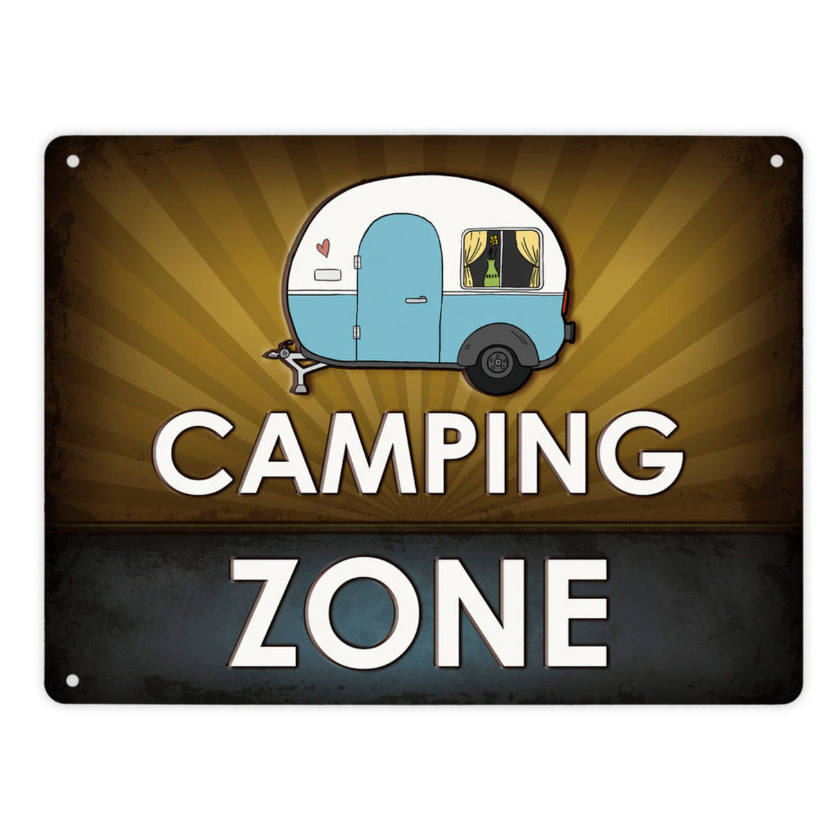 Camping Zone Metallschild mit Wohnwagen Motiv Wohnwagen Wohnmobil Urlaub